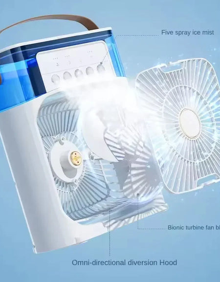 3 In 1 Summer Cooling Fan Portable Desktop Humidifier USB Mini Air Conditioners Night Light Water Mist For Home Or Office