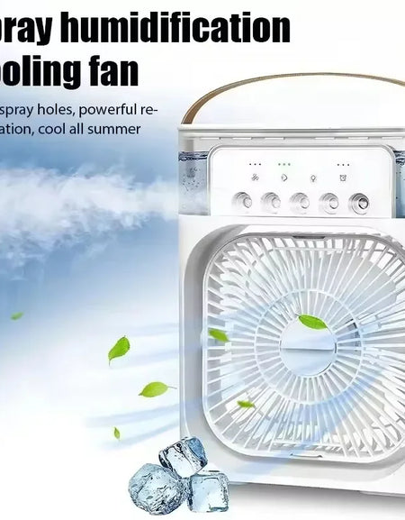 3 In 1 Summer Cooling Fan Portable Desktop Humidifier USB Mini Air Conditioners Night Light Water Mist For Home Or Office